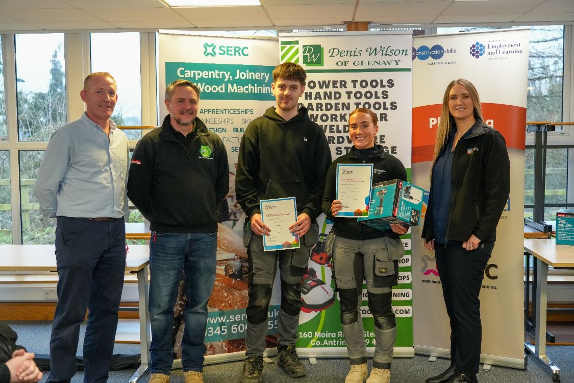 Picture of electrical winners with sponsors and tutors